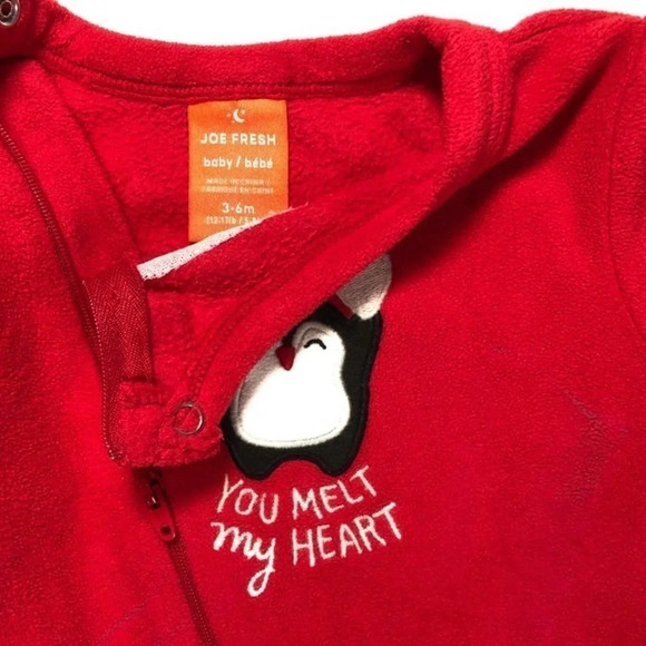 4/$20 Joe Fresh  Red Fleece Christmas Footie - Picture 4 of 4